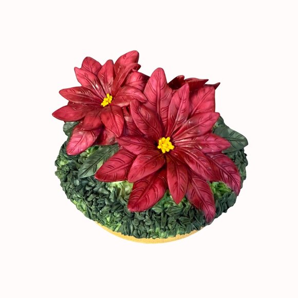 Christmas Poinsettia Candle Topper Decorative Festive Holiday Yankee Candle 3 In - Picture 3 of 16